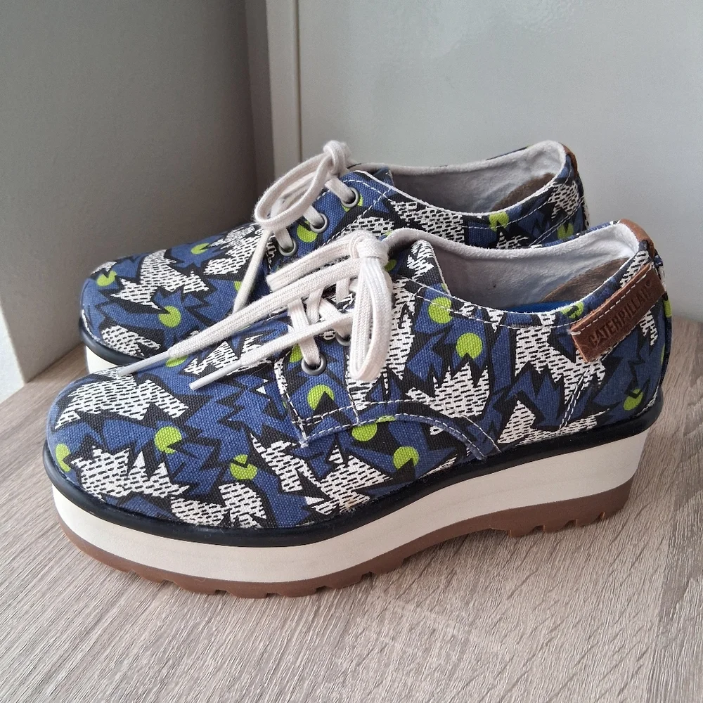 🌷 Caterpillar Retro Patterned Platform Sneakers 🐠🦋